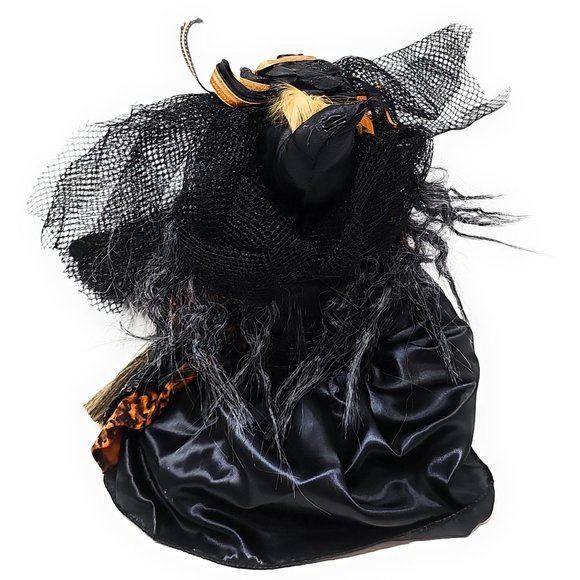 Halloween Elf Witch 19" Black Broom Party Decor Wreath Center - Picture 6 of 6